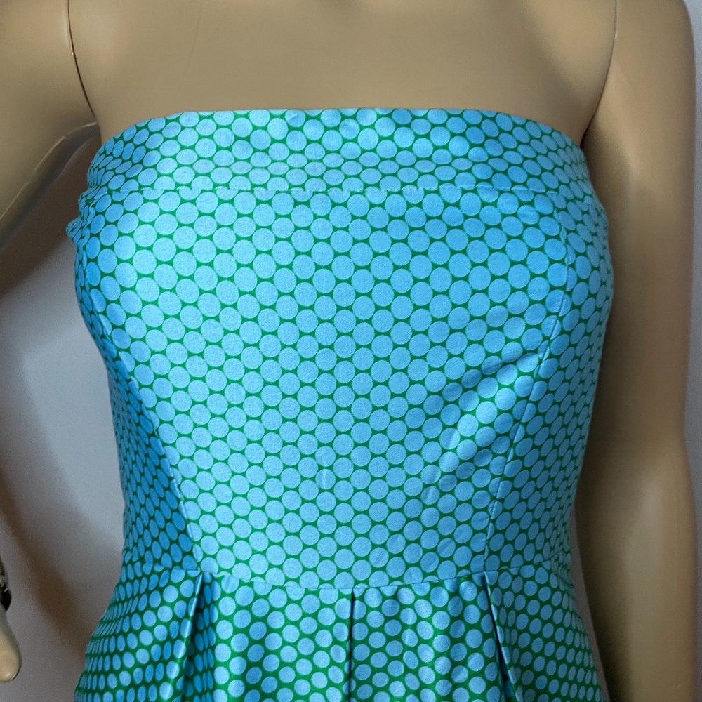 Polka dot turquoise green ombré strapless dress! - Picture 2 of 11